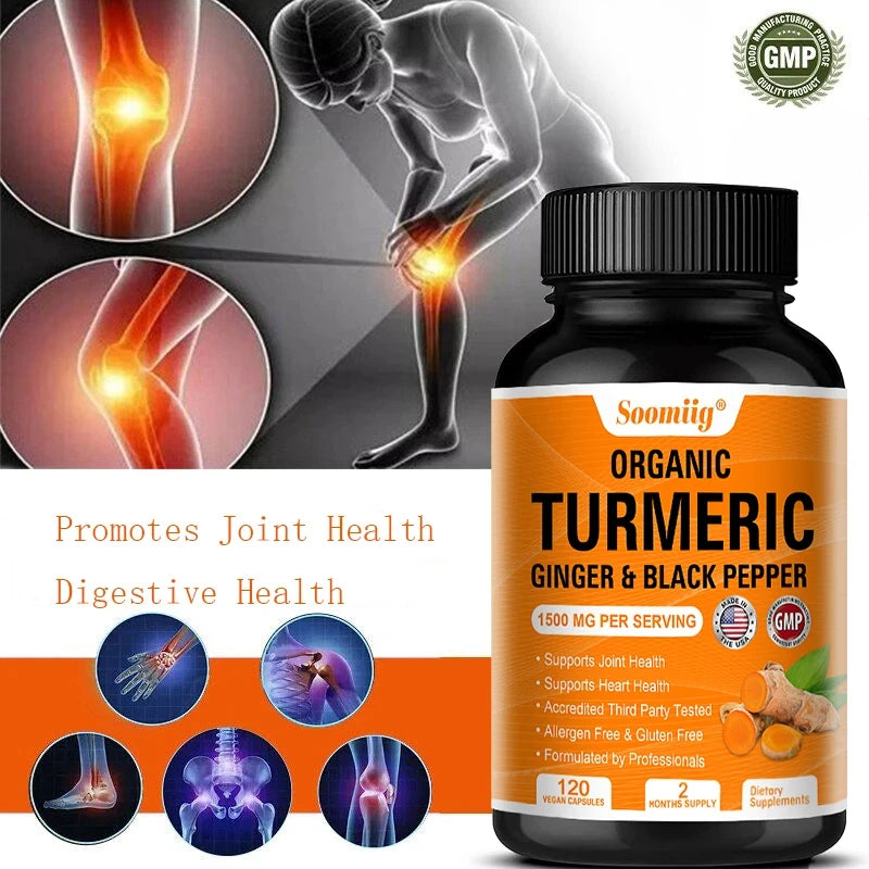 Turmeric Supplements - Promotes Digestive Health, Joint Health, Anti-inflammatory, Antioxidant, Cartilage Health Support