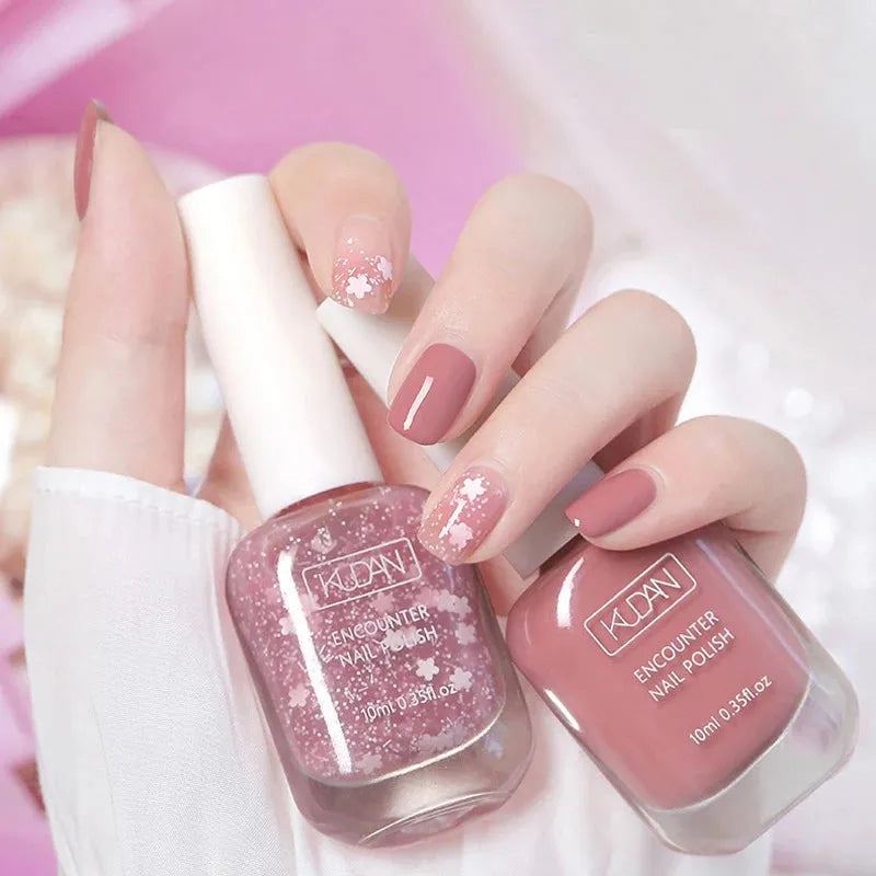 10ml Pink Water-based Nail Polish Long Lasting Tearable Quick Dry No Bake Semi-permanent Varnish DIY Fashion Manicure 40 Color