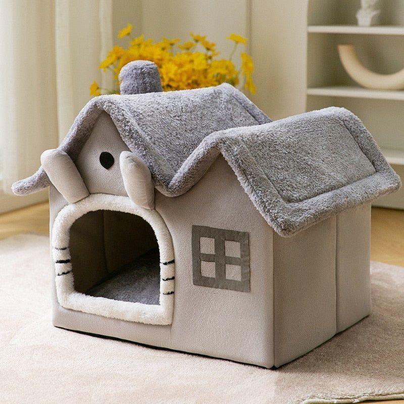 Foldable Cat House Winter Warm Chihuahua Cave Bed Cat Basket for Small Dogs Warm Soft Cat Bed Mat Kennel Puppy House Deep Sleep - Jointcorp
