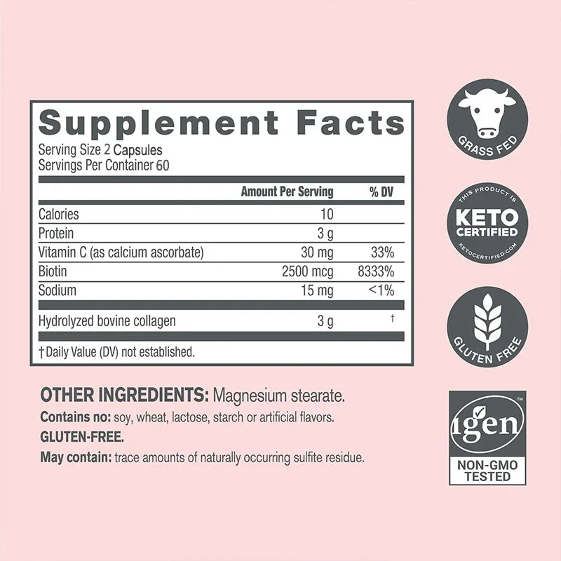 Super Collagen with Vitamin C and Biotin, Skin, Hair and Nails Supplement, Antioxidants, Brightener, Anti-Aging