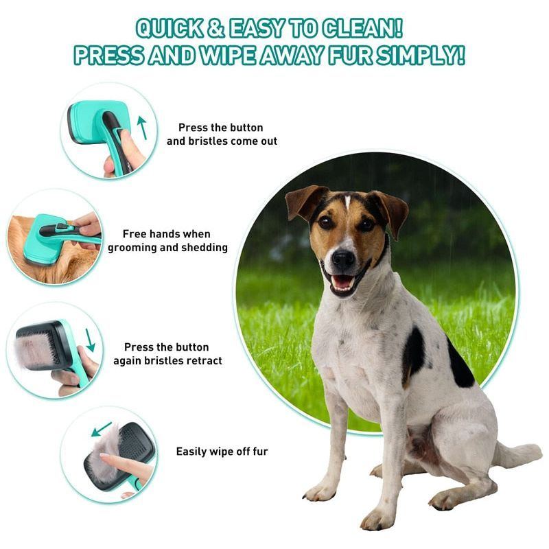 Dog Brush Pet Grooming Comb Remove Shedding Fur Mats Tangled Hair - Jointcorp