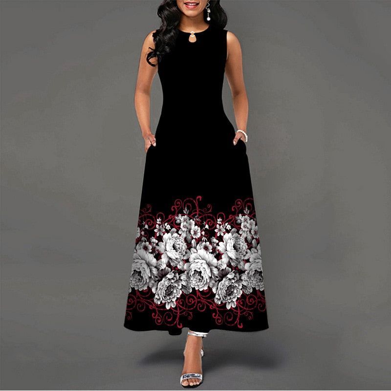 Women New Loose Floral Vintage Hole Ruffles Befree Dress Large Big Summer Camis Party Elegant Maxi Dresses