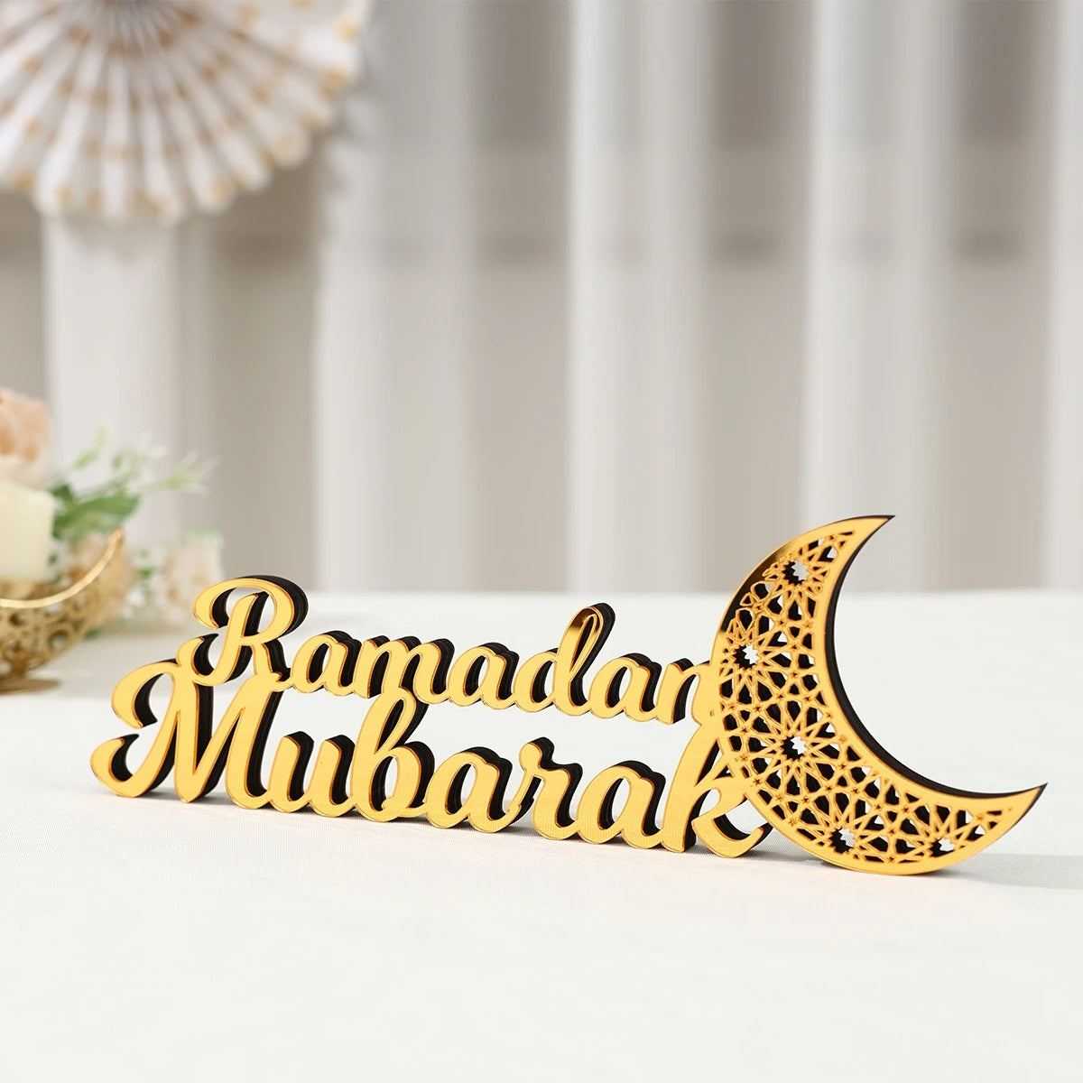 Ramadan Mubarak Acrylic Ornament 2025 Eid Mubarak Ramadan Kareem Decoration for Home Islamic Muslim Party Decor Eid Al Adha Gift