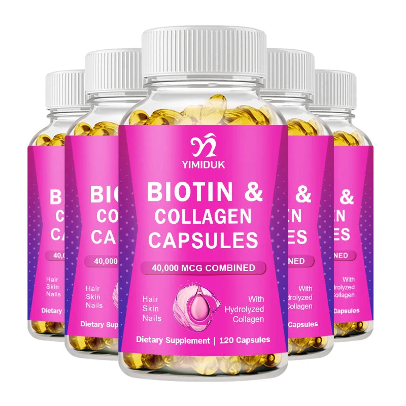 Biotin Capsules | Collagen | Keratin | Hyaluronic Acid - Hair Growth Support Supplement | Skin & Nails Beauty Complex