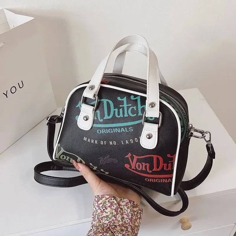 Women Y2K Luxury Designer Handbag Shopping Crossbody Graffiti Purses PU Leather Shoulder Bag For Women