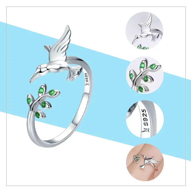 Adjustable Rings Authentic 925 Sterling Silver Stackable Engagement Zircon Open Size Rings For Women Female Original Jewelry