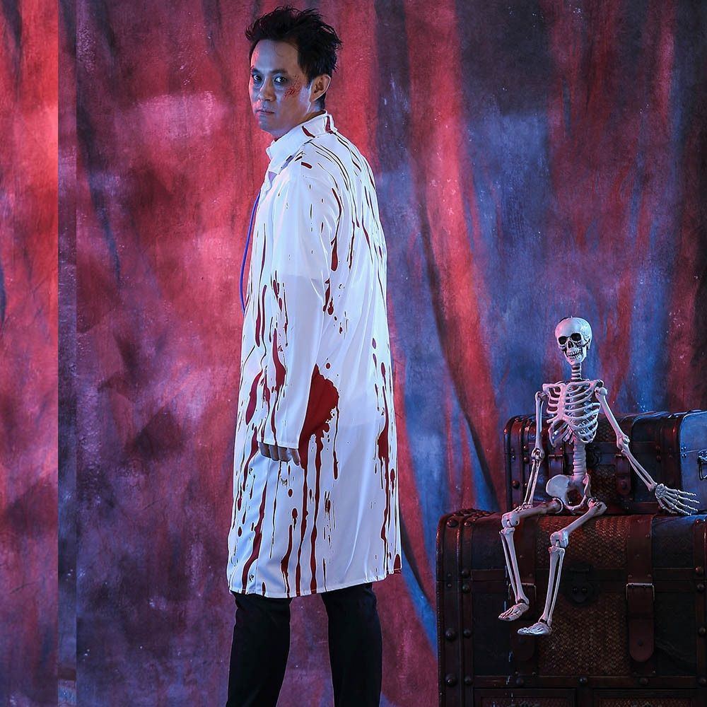 Halloween Costumes for Women MenCosplay Doctors Nurses Dress Jacket Coat with Hat Mask Scary Clothing Horrible Skirt Bloodstain