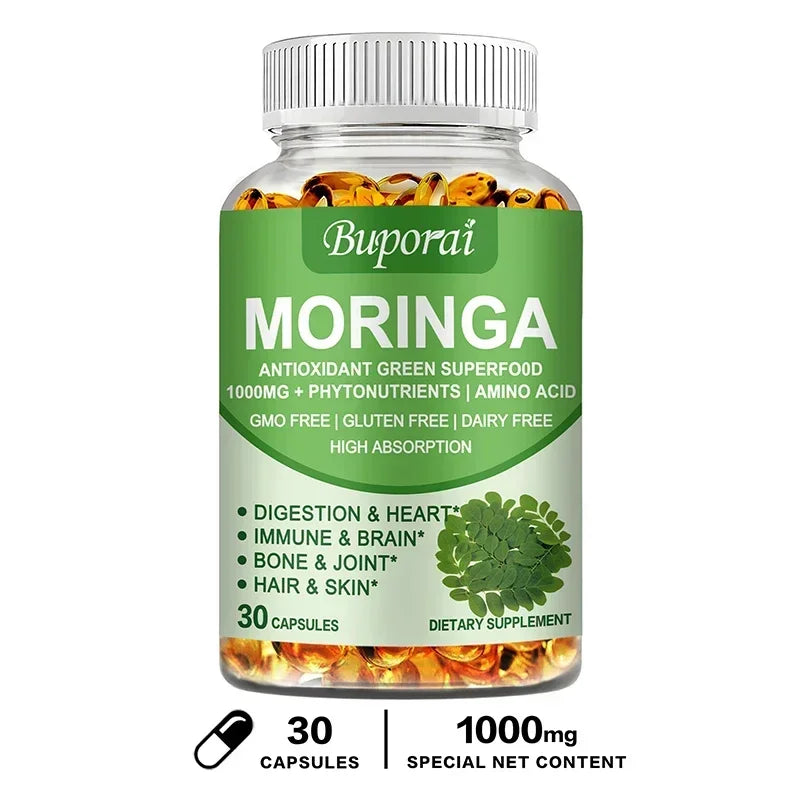 Moringa Capsules 1000mg - Supports Immune and Digestive Health, Boosts Energy Levels, Antioxidant