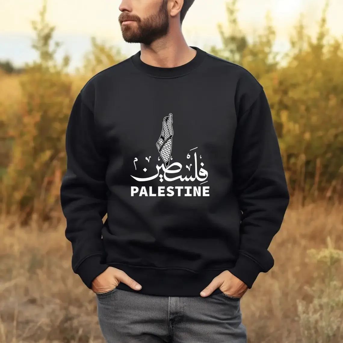 Palestinian Flag Map Arabic Font Palestine Mens Pullover Hoodie New 100% Cotton Casual Unisex Sweatshirt Fashion Streetwear