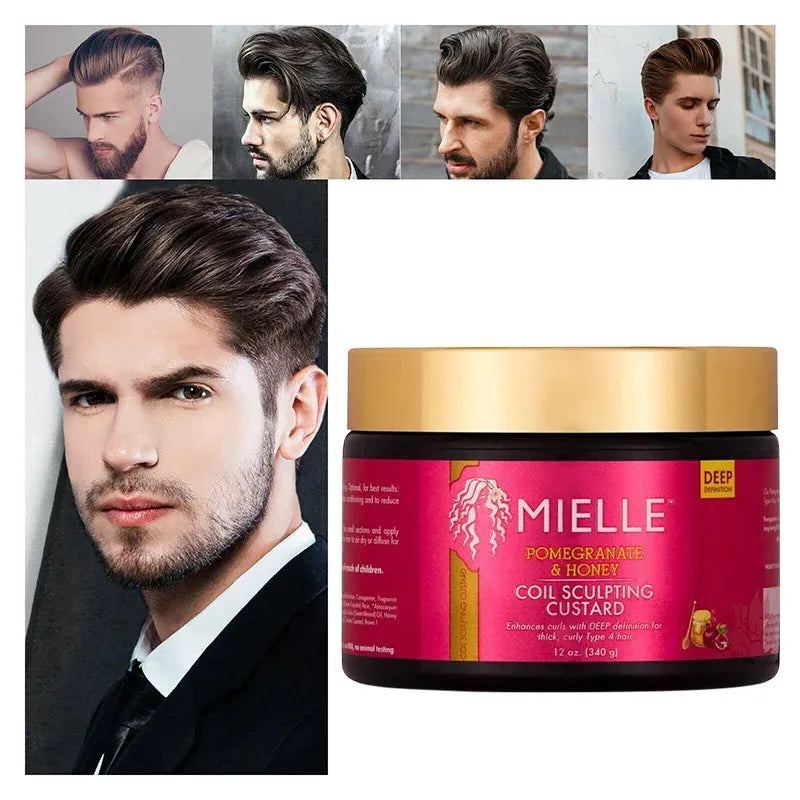 Mielle Organics Pomegranate & Honey Sculpting Custard, Natural Styling Cream Plus Moisture, For Curl, Wave Hair Care Product