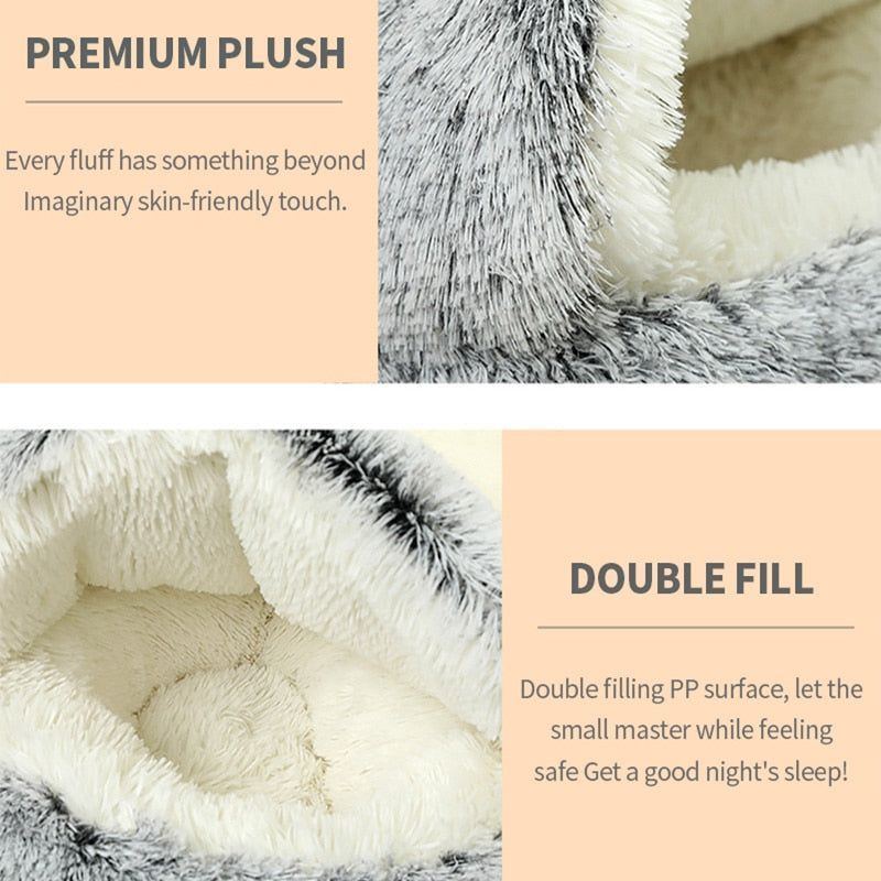 New Pet Bed Winter Soft And Comfortable Warm Shell Semi-enclosed Cat Mattress Cute Pet Cat Bed Kennel Dog Sleep Protector