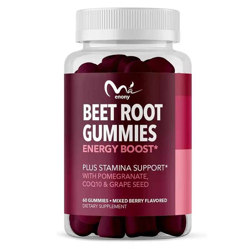 Beet root gummies contain coenzyme Q10 energy supplements and pomegranate extract, supporting 60 healthy energy pills