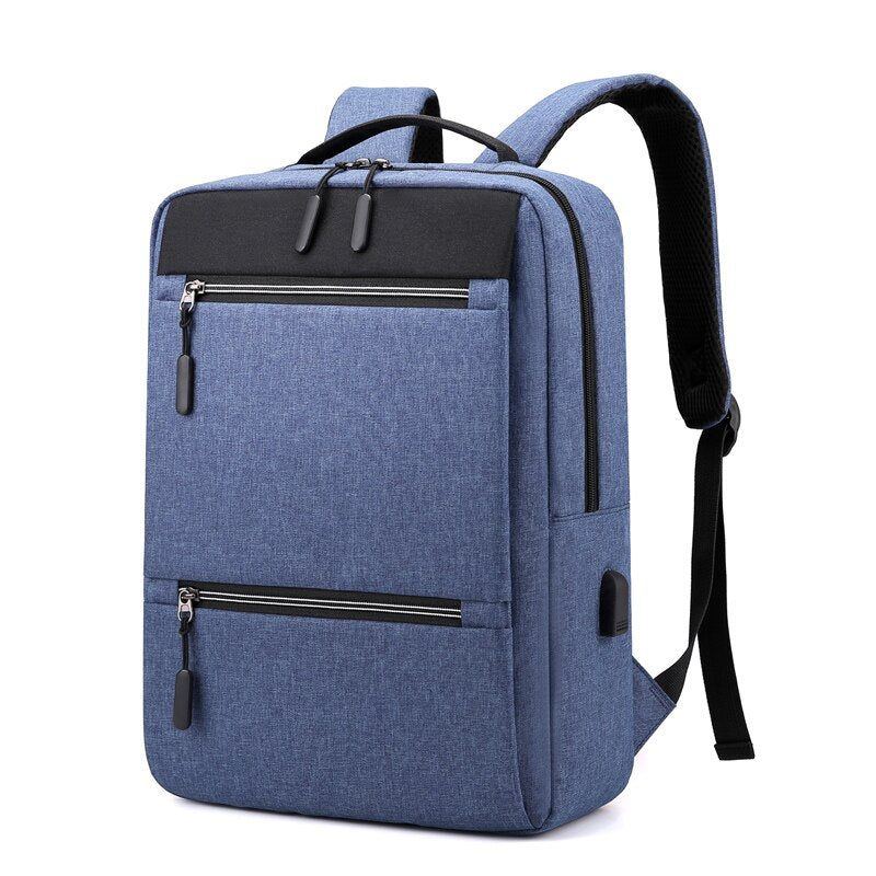 Business Style Black Gray Unisex USB Charging Laptop Backpack Bag