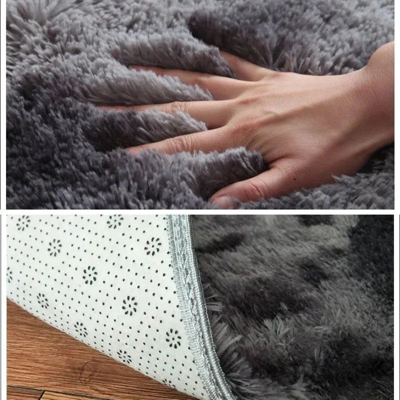 Plush Carpet Suitable For Living Room Black Soft Fluffy Carpets Bedroom Bathroom Non-slip Thicken Floor Mat Room Decoration
