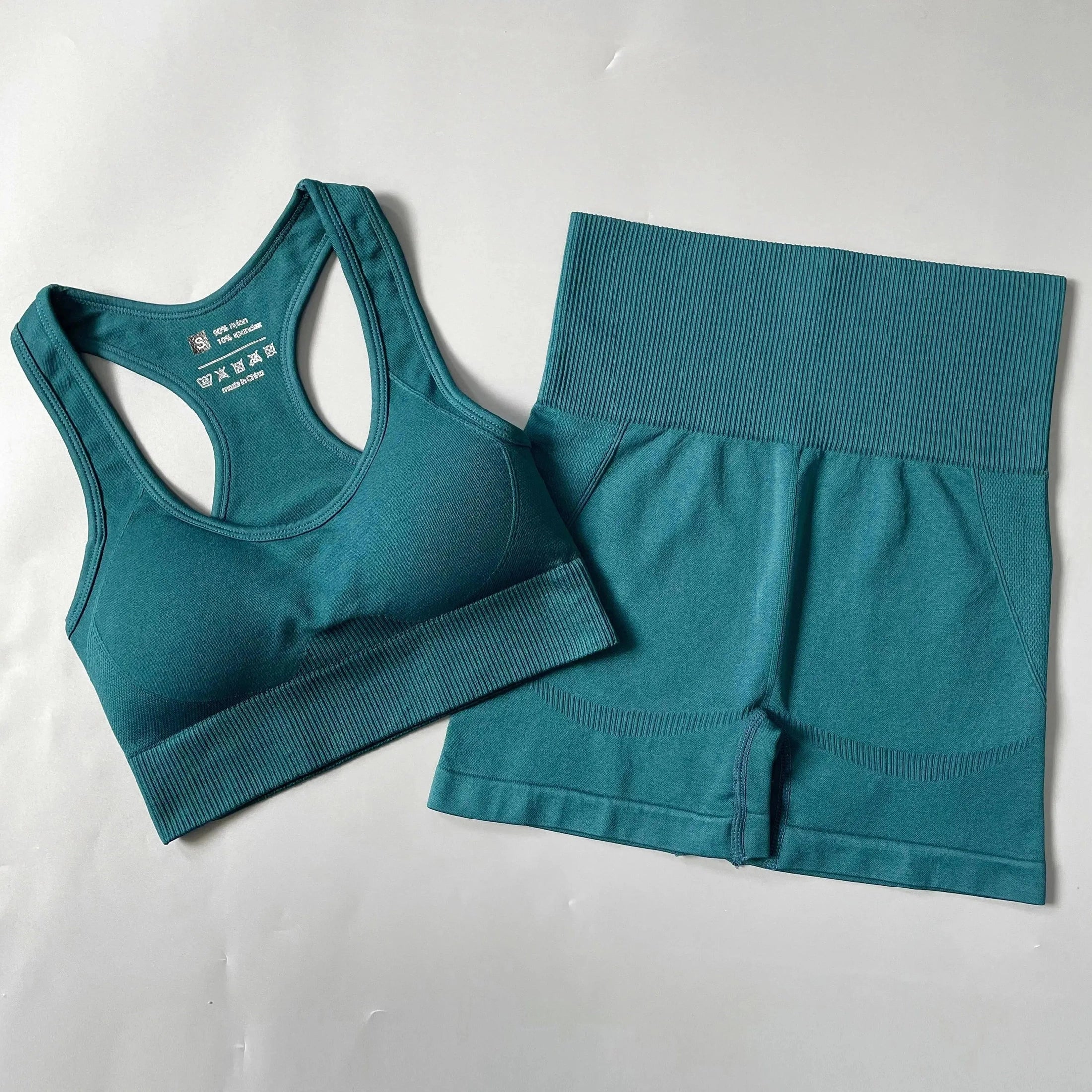 2PCS Seamless Women Yoga Set Workout Sportswear Gym Clothes Fitness Long Sleeve Crop Top High Waist Leggings Sports Suit