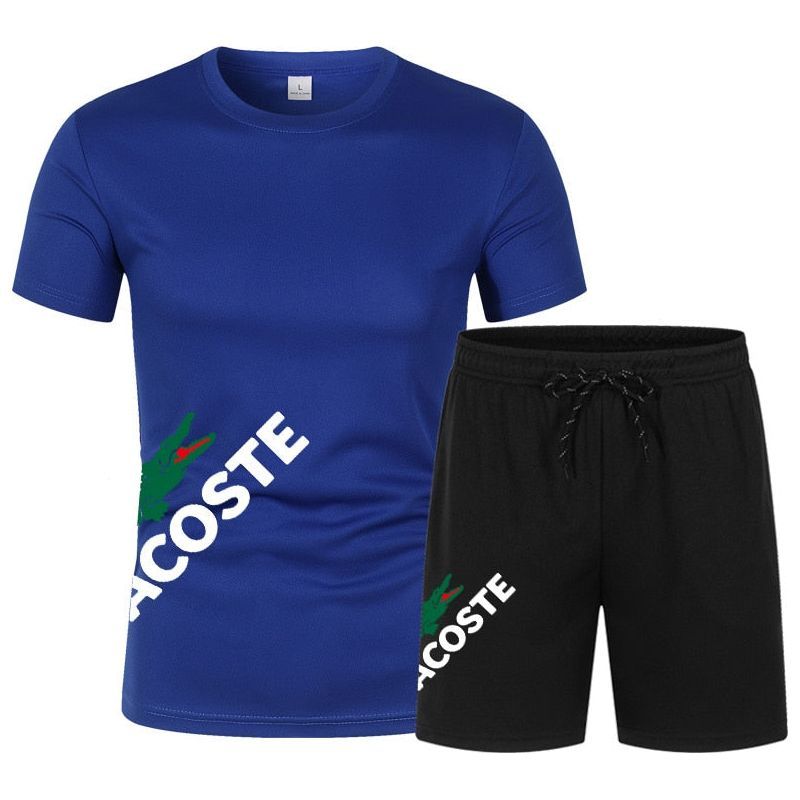 Men's short sleeved shorts sportswear, O-neck monochrome sportswear, two-piece fashion set, quick drying fitness set