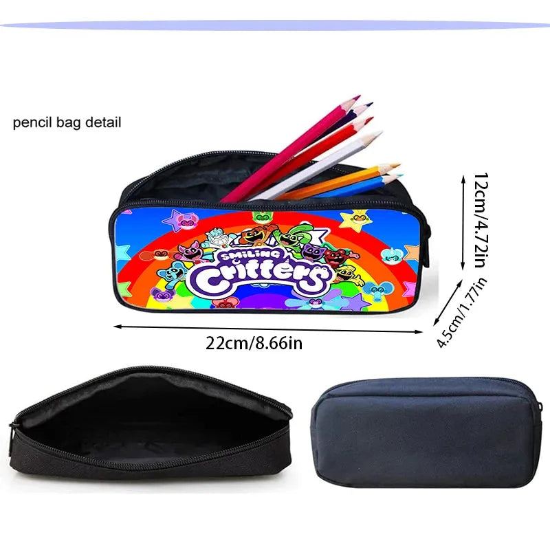 Mochila 2 pcs Set Smilling 3D Critters School Bags with Pencil Bags for Boy Girls Cartoon Prints Backpack Best Gift for Child