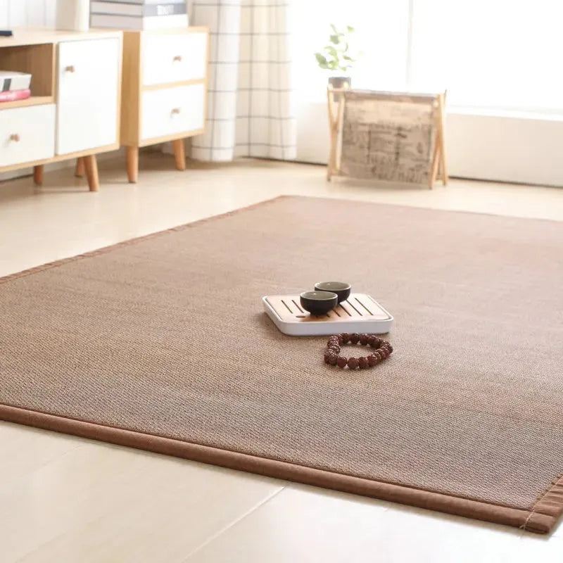 Tatami Mat Bamboo Woven Carpet Living Room Bedside Crawling Floor Mat Bedroom Mat Balcony Bay Window Cushion Foldable Carpet