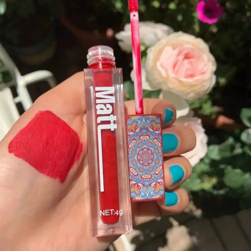 Waterproof Matte Nude Lip Gloss Brown Nude Pigment Dark Red Long Lasting Velvet Liquid Lipstick Women Makeup Lip Glaze