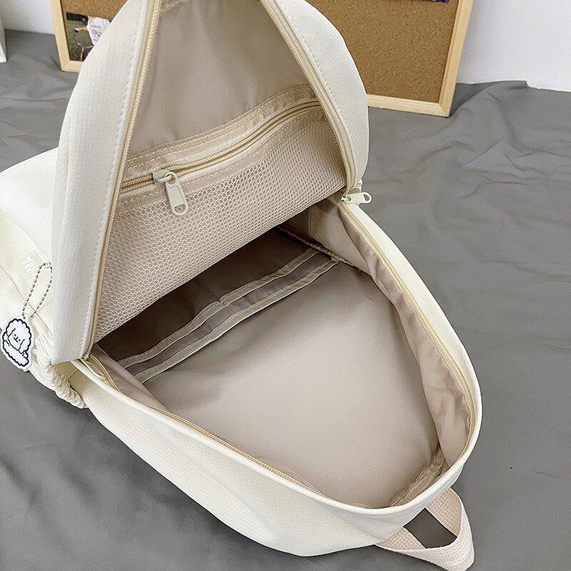 Backpack Soft Sister Solid Color Large Capacity Student Schoolbag 2022 School Season New College Students Ins Backpack