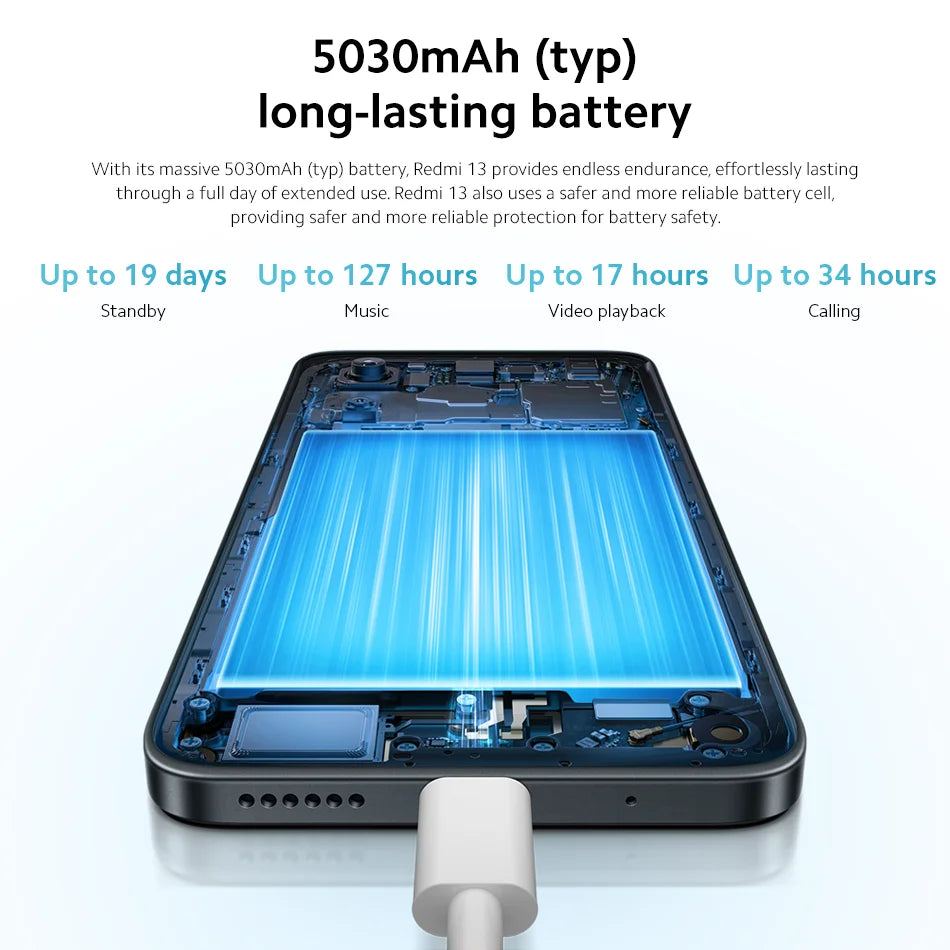 Global Version Xiaomi Redmi 13 Smartphone 108MP Main Camera 5030mAh Battery MTK Helio G91-Ultra 6.79“ Display 33W Fast Charging