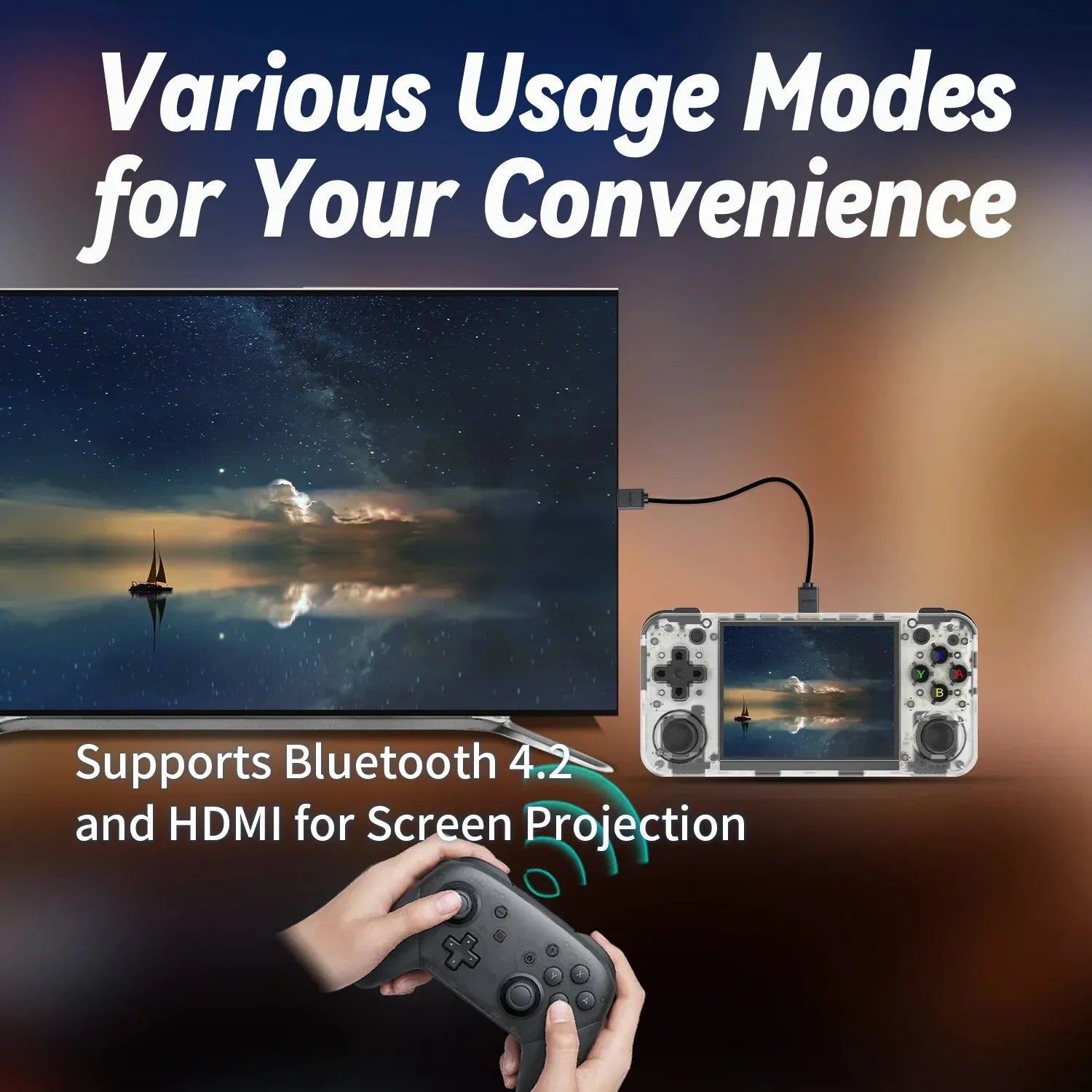 RG35XX H Handheld Game Console 3300mAh 64G Classic Games 3.5-inch IPS Screen Linux Retro Video Games Player