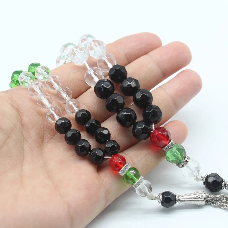 Palestine Flag Color Country Map Bracelet Muslim Small Bead Acrylic Rosary Beads Worship Bracelet Eid Islamic Prayer Beads
