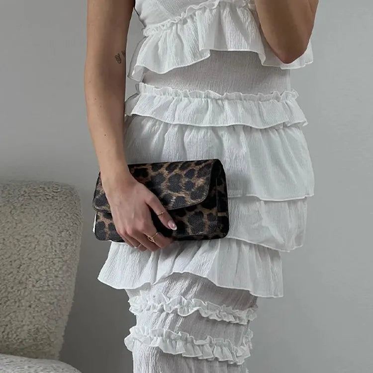 Women Elegant Solid Layered Ruffles Sling Maxi Dress Sexy V-neck Backless Sleeveless Slim Robe Summer Lady Holiday Vestidos 