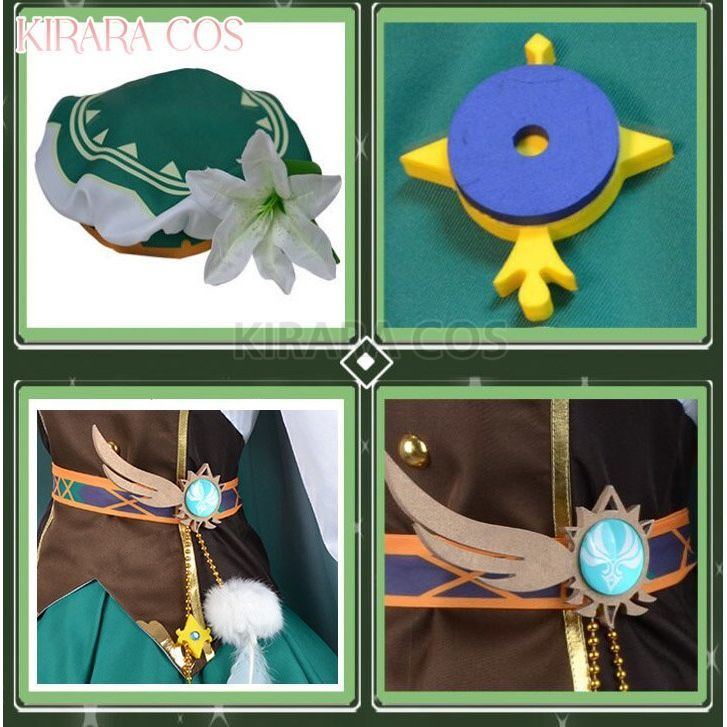 Genshin Impact Cosplay Costume Venti Cosplay Wig Female Dress Genshin Outfits Game Costumes