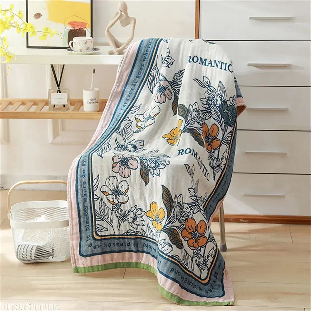 New 80×160CM Nordic 22 Style Bohemian Floral Printing Adult Soft Absorbent Cotton Gauze Beach Bath Towel Bathroom Accessories