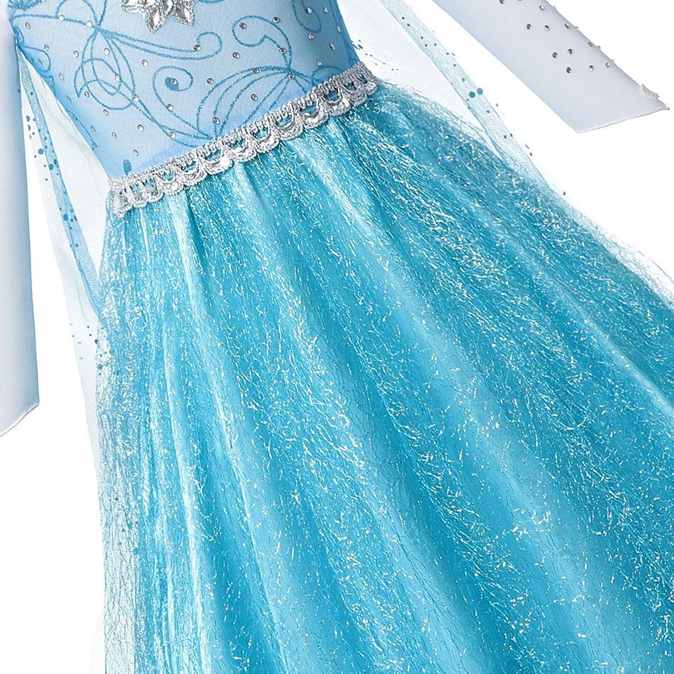 Disney Frozen Costume Princess Dress For Girls Cosplay Snow Queen Elsa Anna White Sequins Clothing Kids Carnival Party Dress