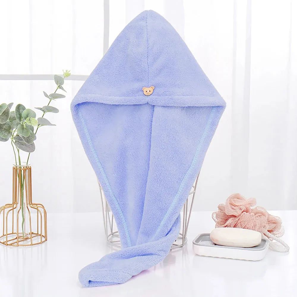 Women Hair Drying Hat Quick-dry Microfiber Hair Towel Cap Hat Bath Hats Solid Coral Velvet Super Absorption Turban Hair Dry Cap