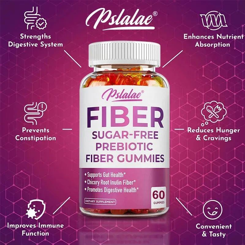 Adult Sugar-Free Prebiotic Fiber Gummies - Non-GMO with 5G Fiber and 5.4G Prebiotic Digestive Blend