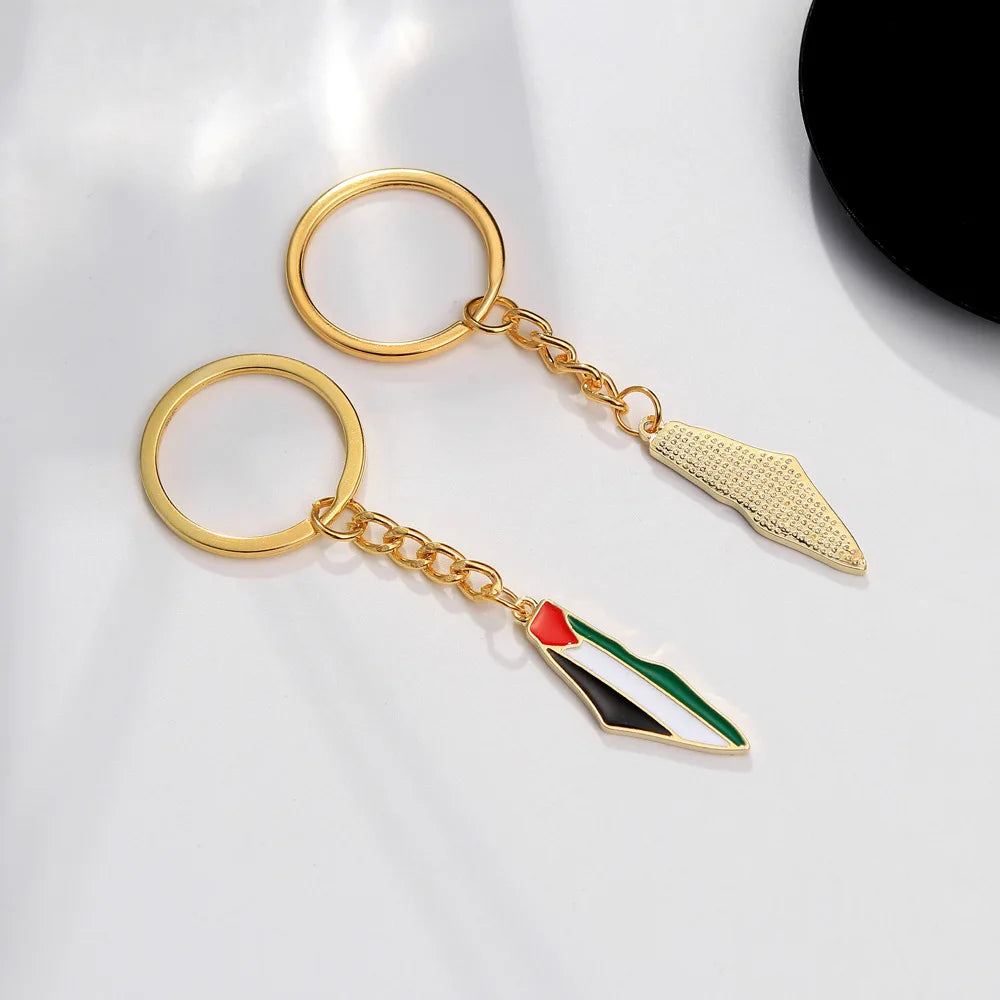 Palestine Map Flag Keychain Pendant For World Peace Decorative Metal Pendant Accessories For Men And Women