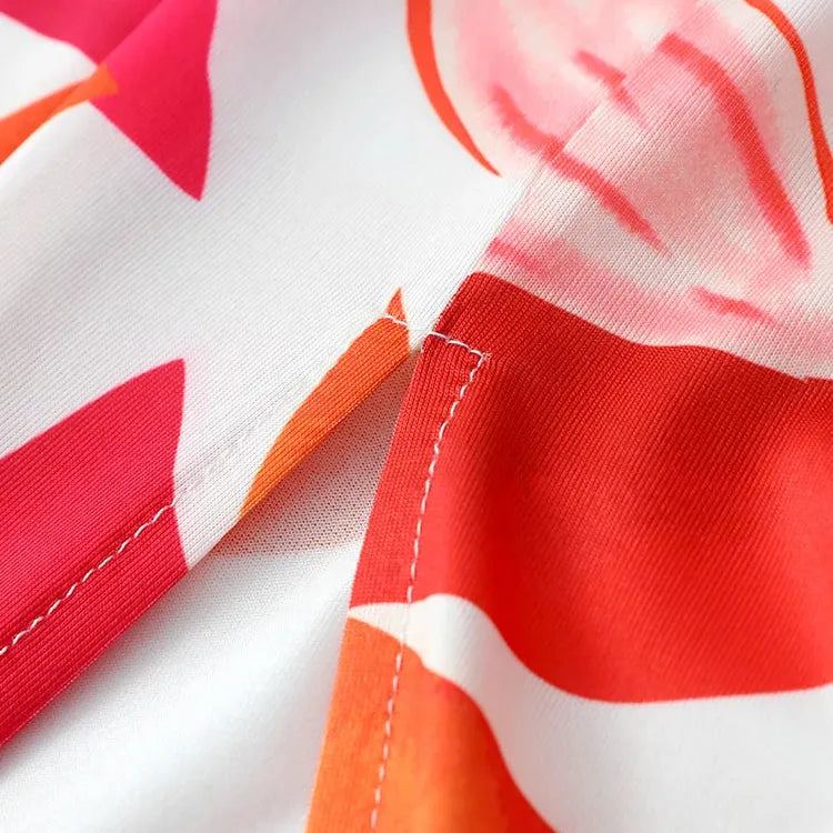 2024 New Contrast Print Split Dress For Women Fashion Slim Sleeveless Chest Wrapping Robes Chic Lady Party Vacation Vestidos