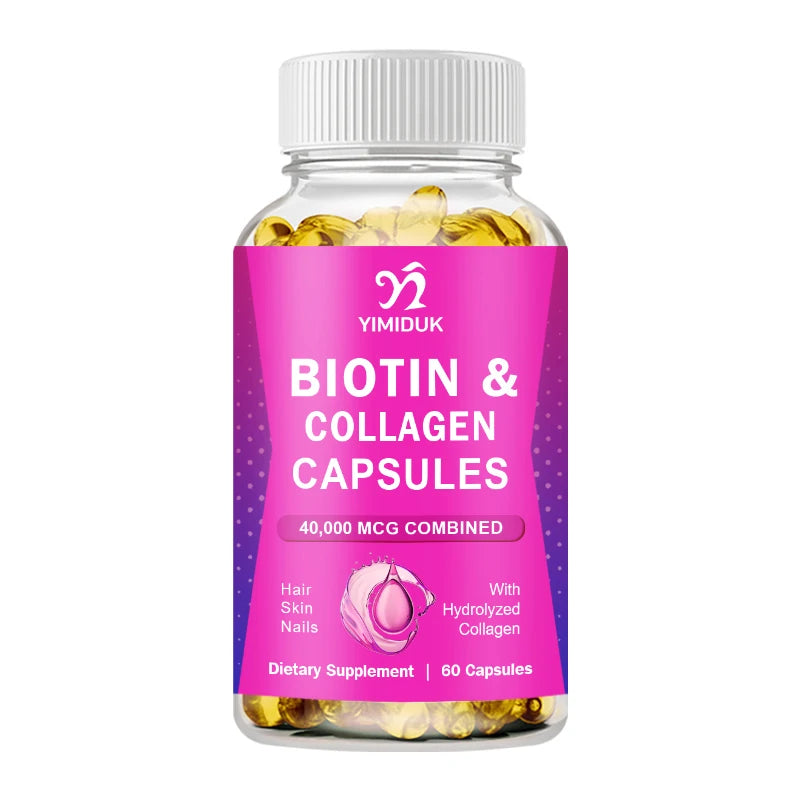 Biotin Capsules | Collagen | Keratin | Hyaluronic Acid - Hair Growth Support Supplement | Skin & Nails Beauty Complex