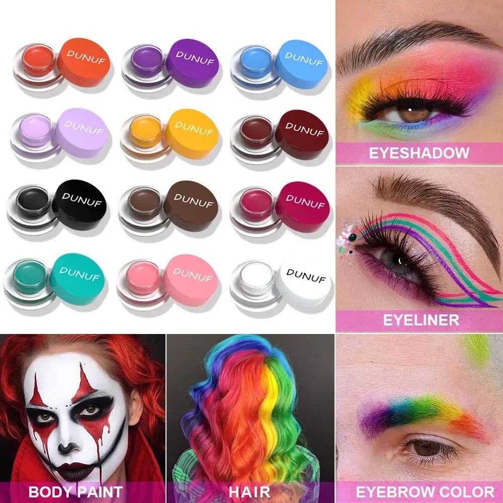 Waterproof and Durable Matte Eye Shadow Eyeliner Cream 12 Color Eyebrow Dye Cream Multi-function Facial Paint Cream Makeup