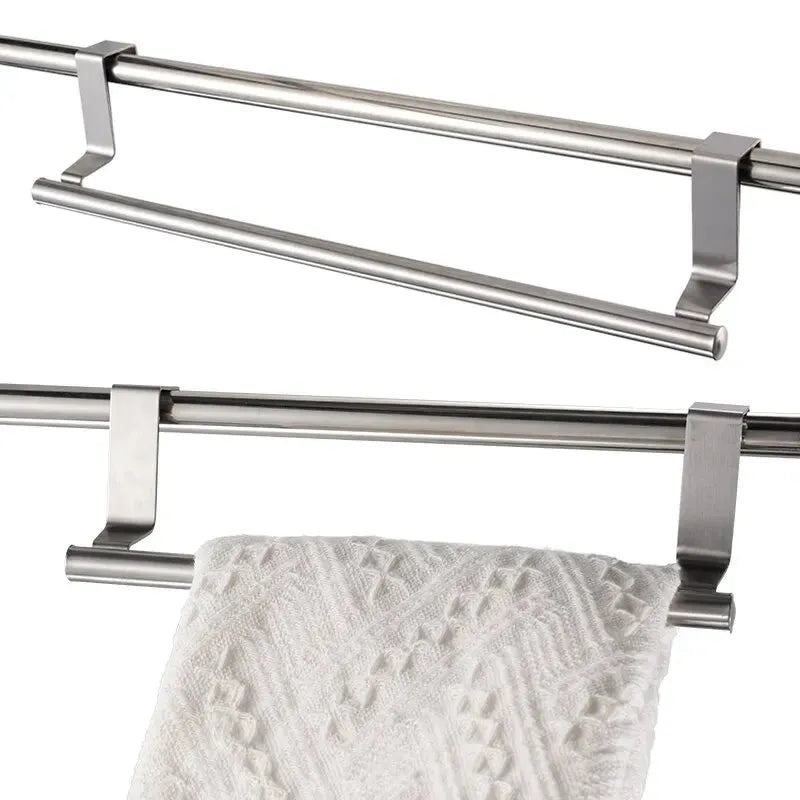 Towel Rack Over Door Towel Bar Hanging Holder Stainless Steel Bathroom Kitchen Cabinet Towel Rag Rack