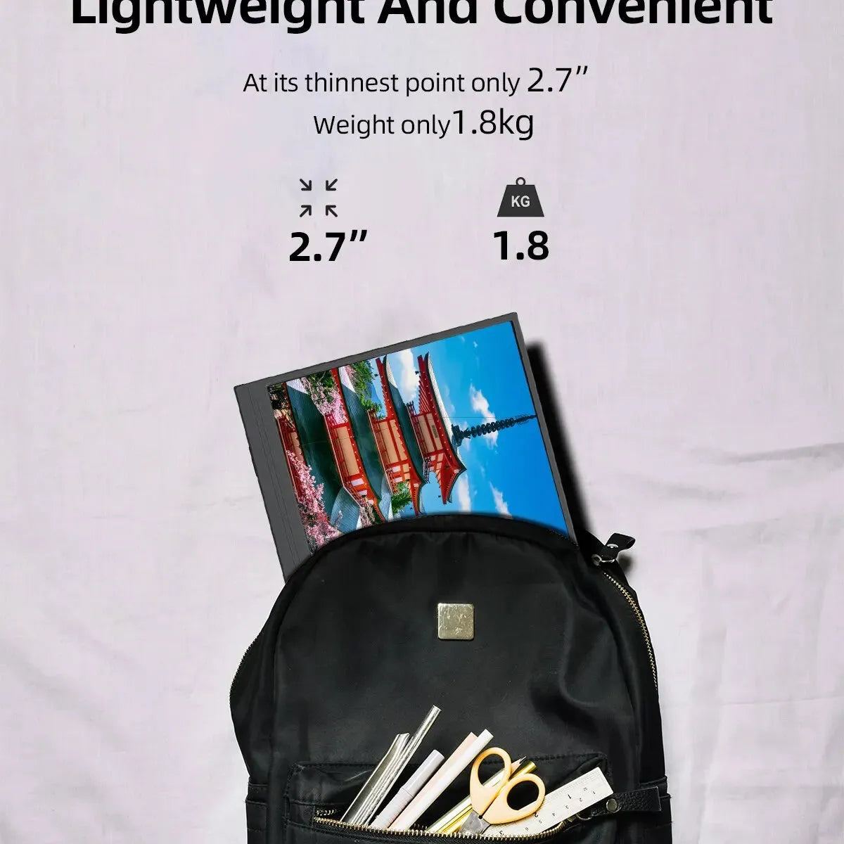 ZSUS 15.6-Inch Portable Monitor 1080P HDR 16:9 Low Blue Light For XBox PS4 / 5 Switch Cell Phone PC Loptop Extension