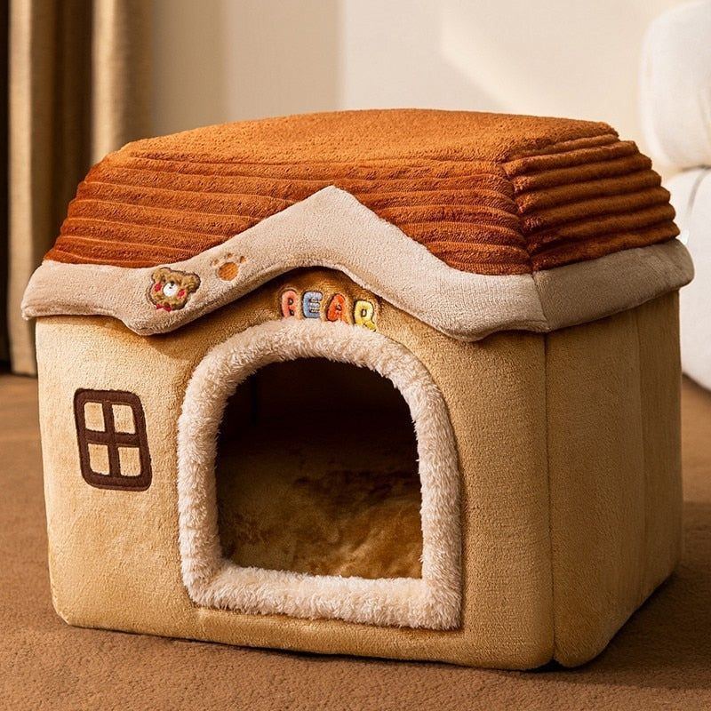 Foldable Cat House Winter Warm Chihuahua Cave Bed Cat Basket for Small Dogs Warm Mat Kennel Puppy House Deep Sleep Pet Supplies - Jointcorp