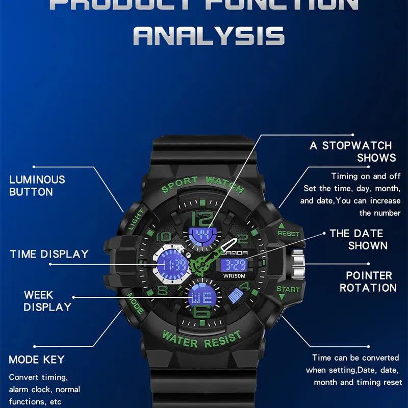 SANDA Brand G- Style Military Watch Men Digital Shock Sports