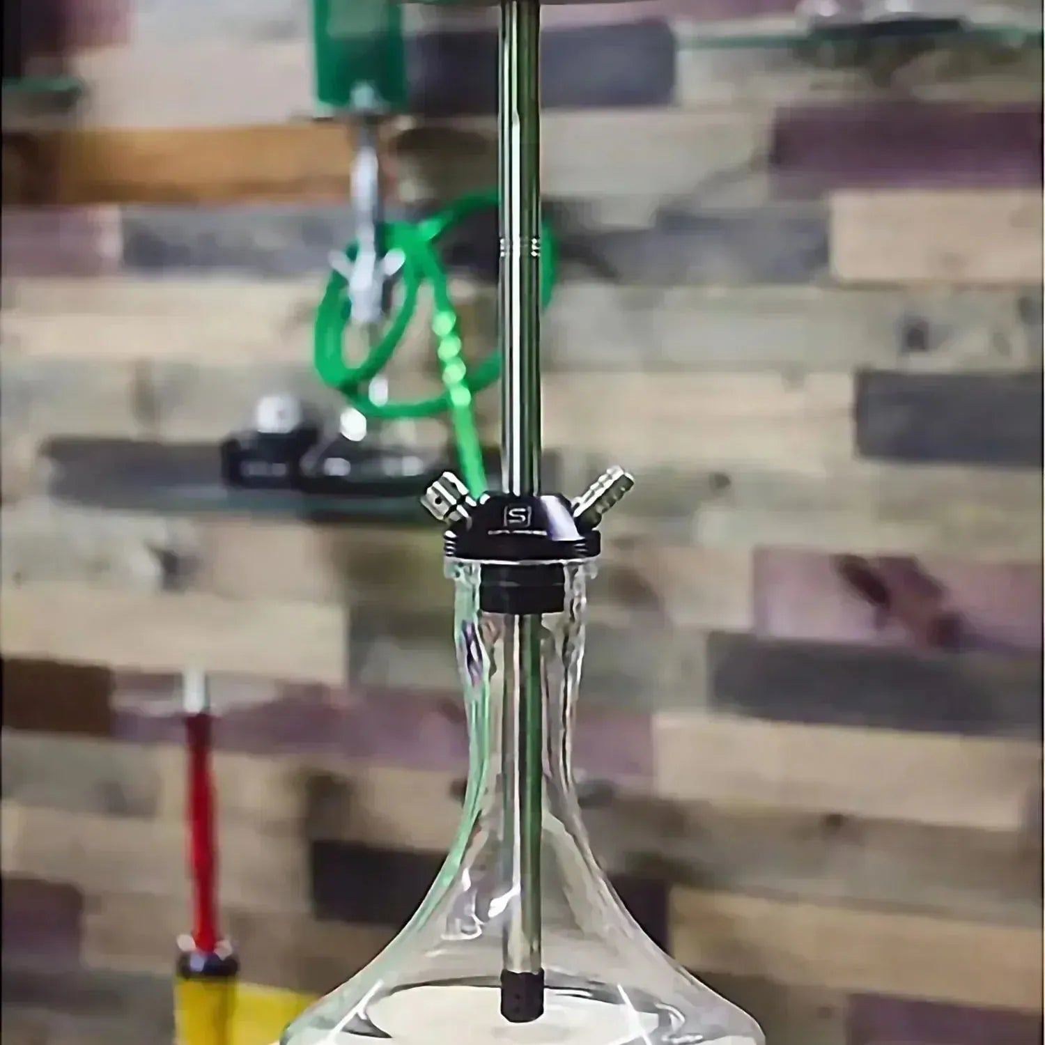 Stainless Steel Hookah Set, Soft Smoke Shisha with Silicone Hose Glass Base Metal Tray Narguile Sheesha Chicha Cachimbas