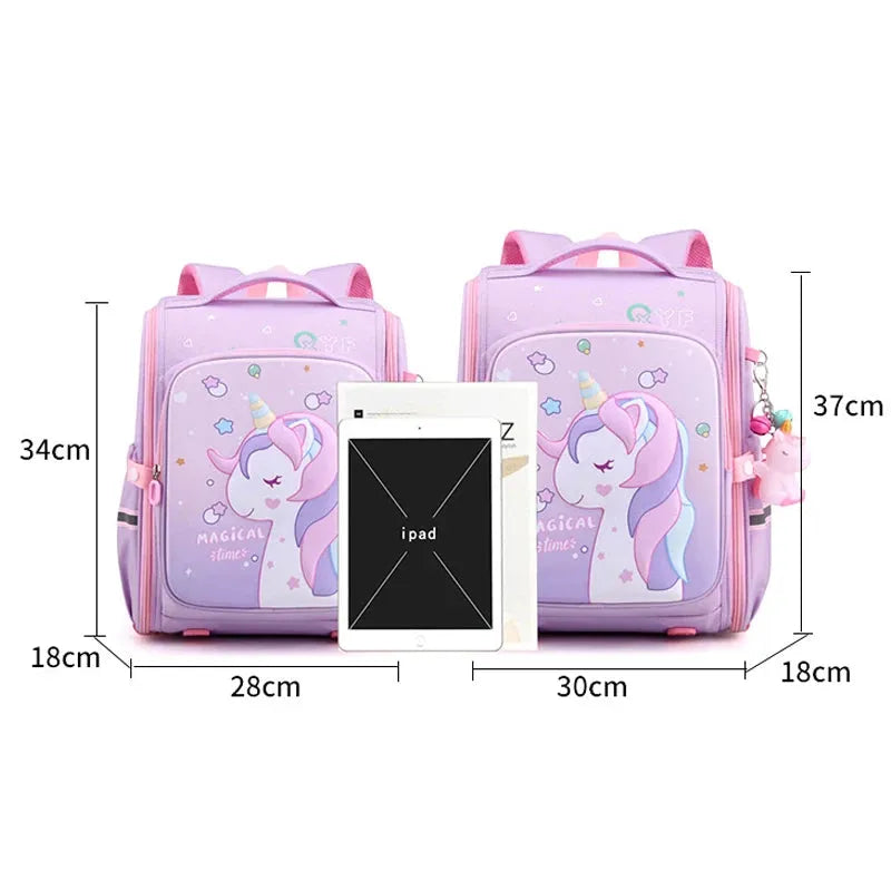 New Girl School Bags Child Pink Unicorn Printing Backpacks Kindergarten Student Cute Girls Children's Schoolbag Waterproof Kid