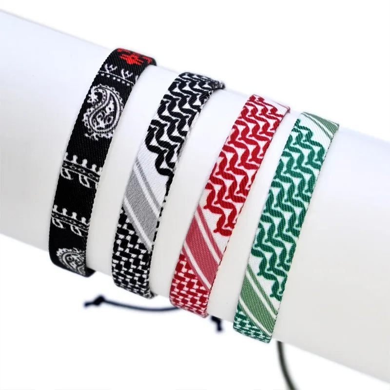 Multicolor Manual Weave Palestine Bracelet Gaza Color Arabic Ethnic Style Men Women Adjustable Accessories Gifts hépīng Peace