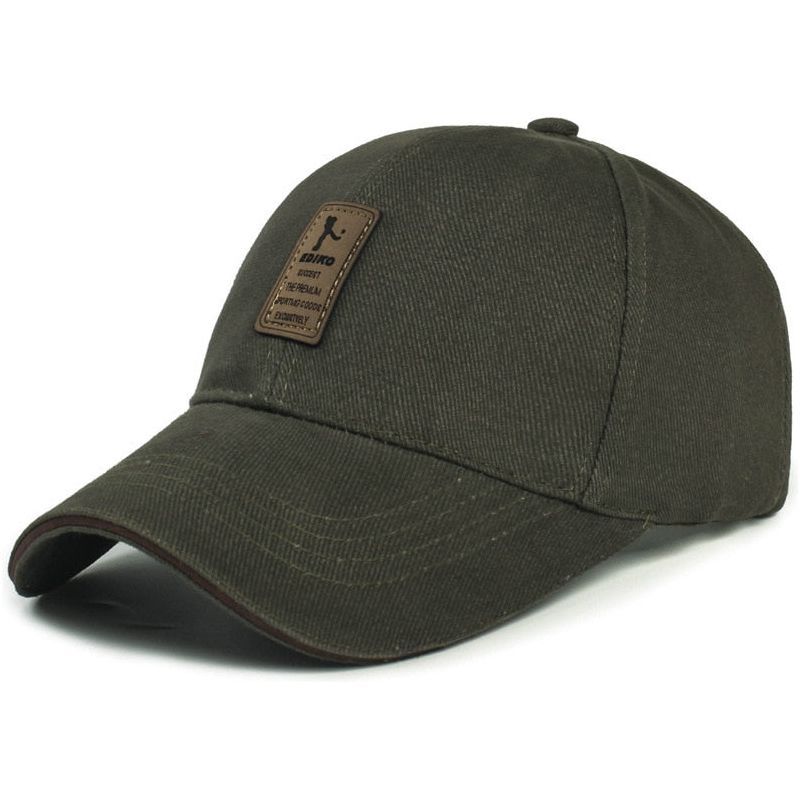 Men Structured Baseball Cap Solid Cotton Adjustable Snapback Sunhat Outdoor Sports