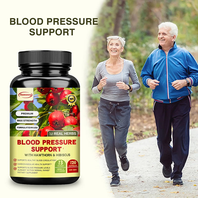 Blood Pressure Support - with Hawthorn & Hibiscus - Supports Cardiovascular Health and Promotes Blood Circulation
