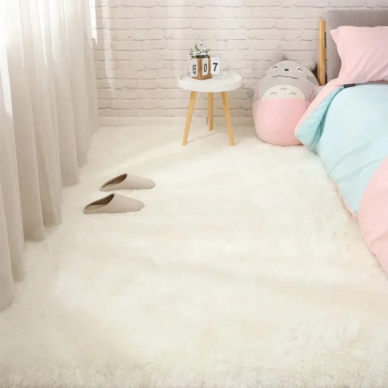 Solid Soft Bedside Carpet Large Rugs for Bedroom Fluffy Non-slip Blanket for Children's Girls Baby Room Decoration Plain Big Mat