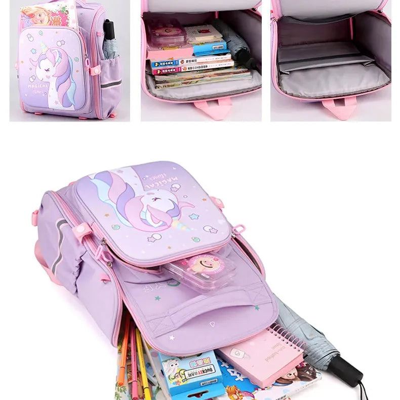 New Girl School Bags Child Pink Unicorn Printing Backpacks Kindergarten Student Cute Girls Children's Schoolbag Waterproof Kid