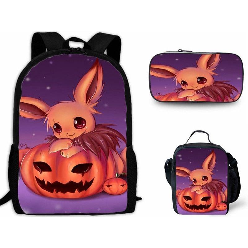 Cartoon Pikachou Schoolbag Backpack Lunch Bag Shoulder Bag Pencil Case Gift for Kids Students - Jointcorp