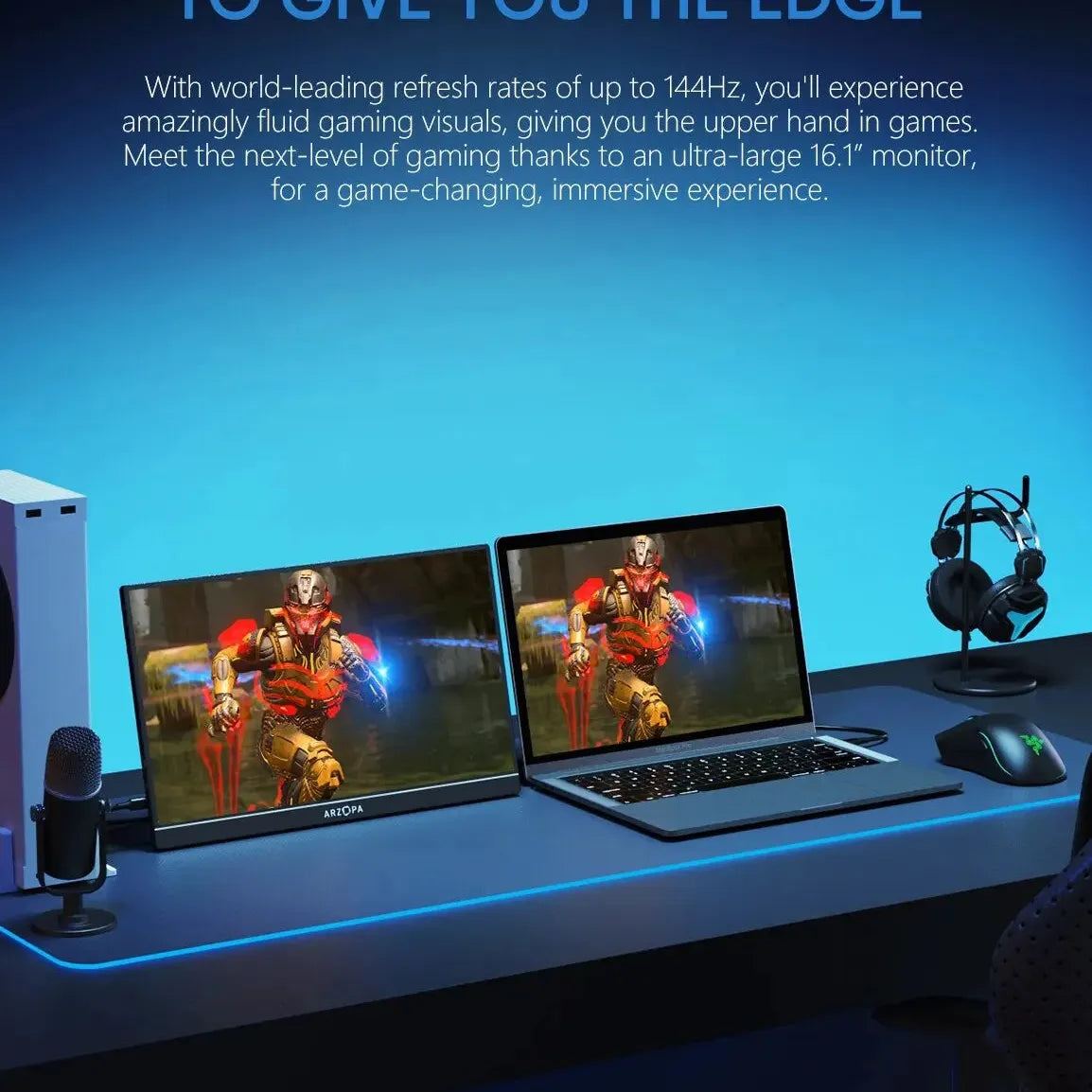 ARZOPA 16.1'' 144Hz 1080P FHD Portable Gaming Monitor 100% sRGB HDR External Display Second Screen